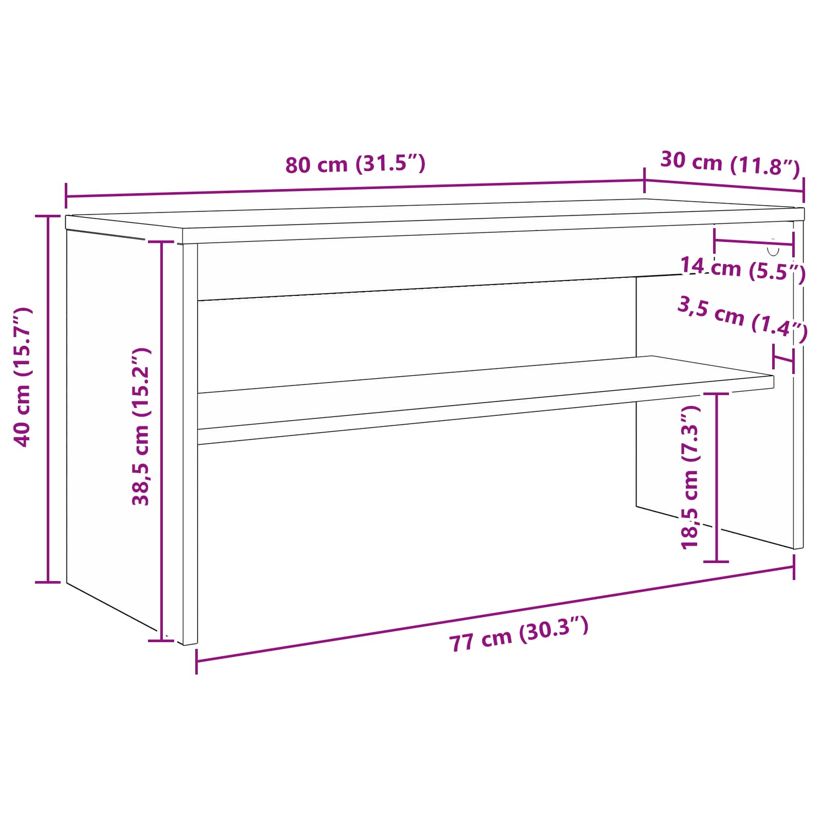 TV-Schränk Altholz 80 x 30 x 40 cm Holzwerkstoff