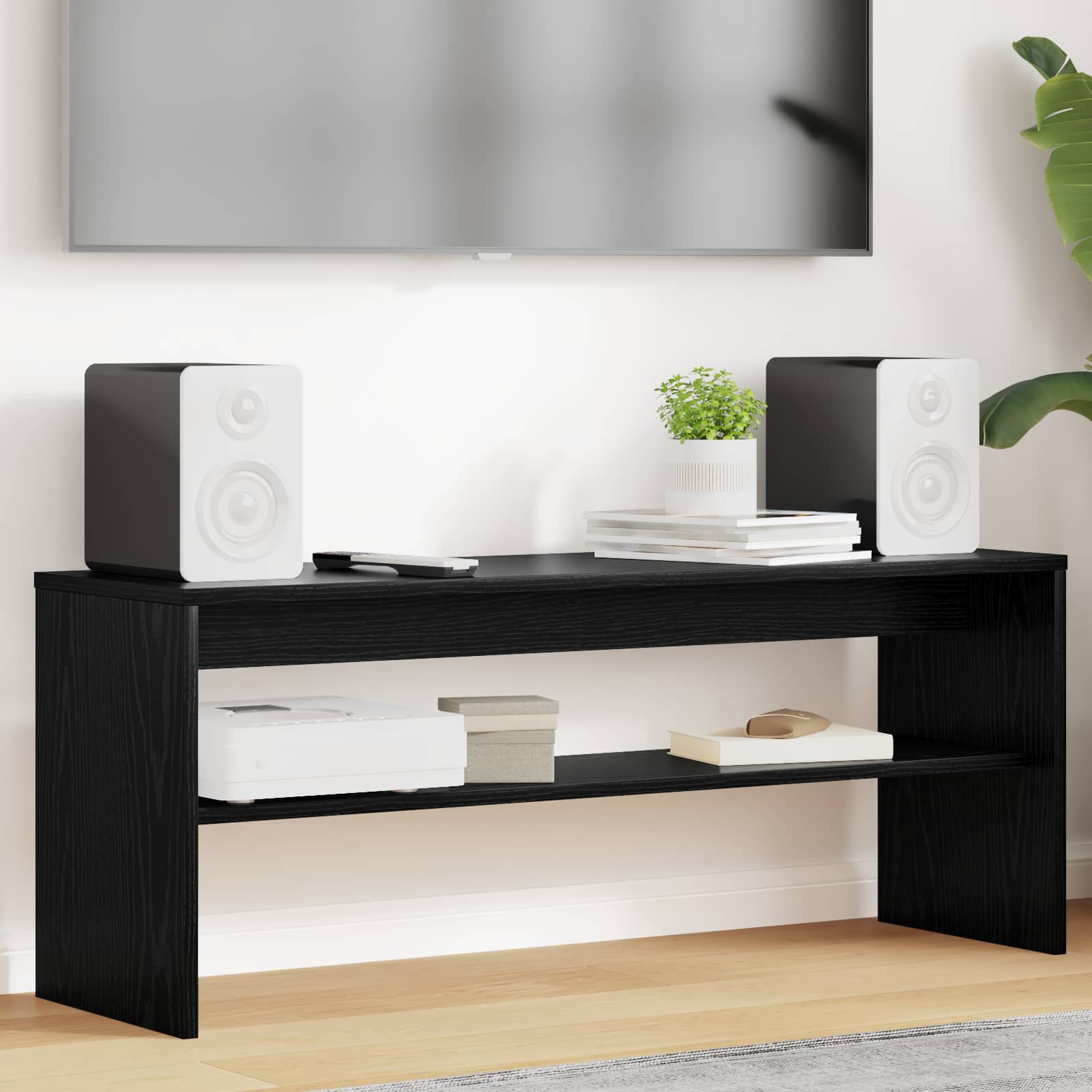 TV-Schränk Schwarz Eichen-Optik 100 x 30 x 40 cm Holzwerkstoff