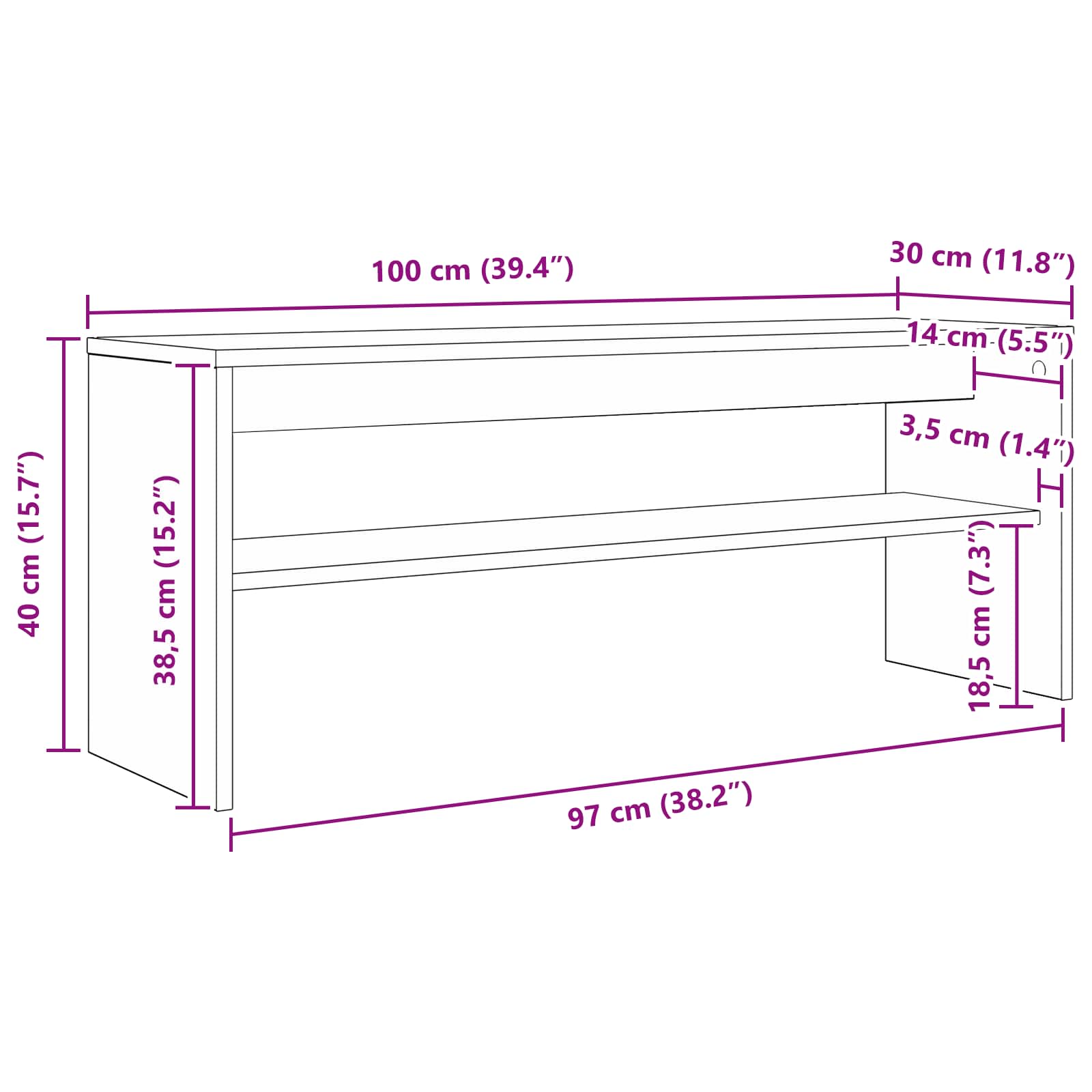 TV-Schränk Sonoma-Eiche 100 x 30 x 40 cm Holzwerkstoff