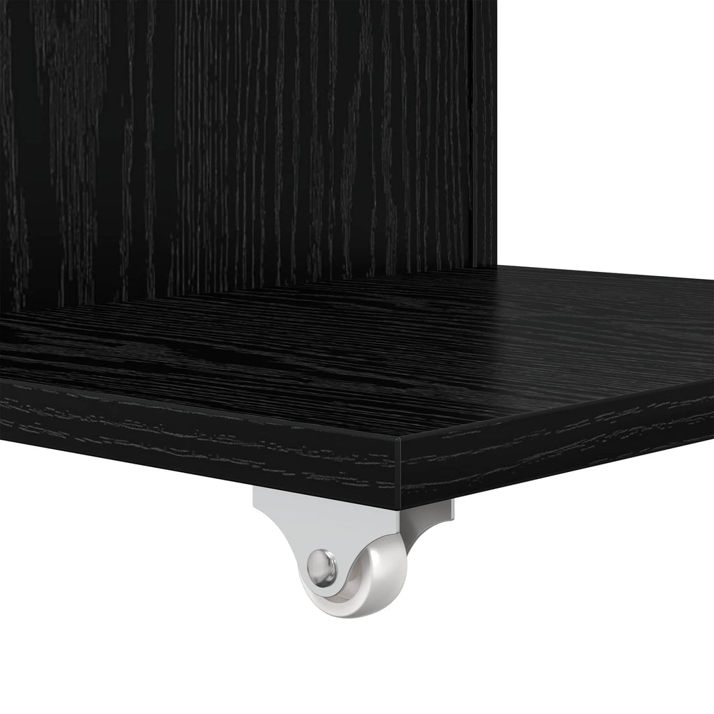 Beistelltisch Mit Rad Schwarz Eichen-Optik 40 x 35 x 60 cm
