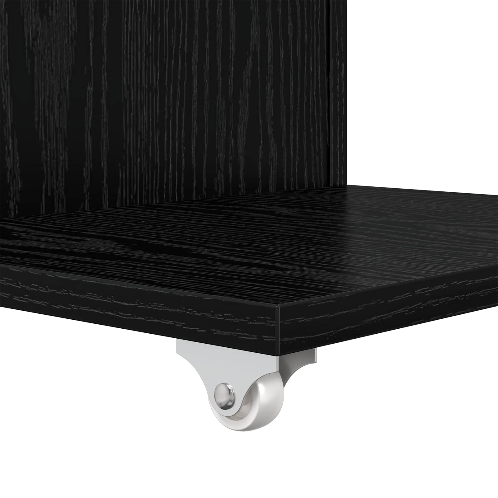 Beistelltisch Mit Rad Schwarz Eichen-Optik 40 x 35 x 60 cm