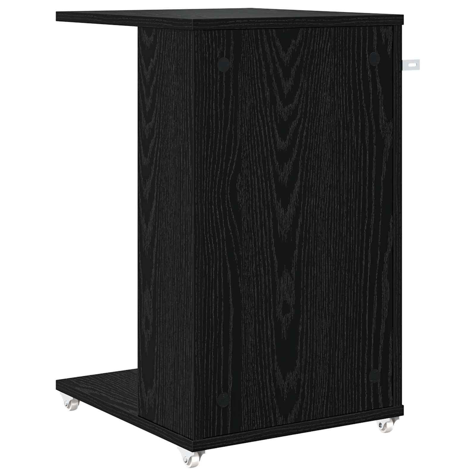 Beistelltisch Mit Rad Schwarz Eichen-Optik 40 x 35 x 60 cm