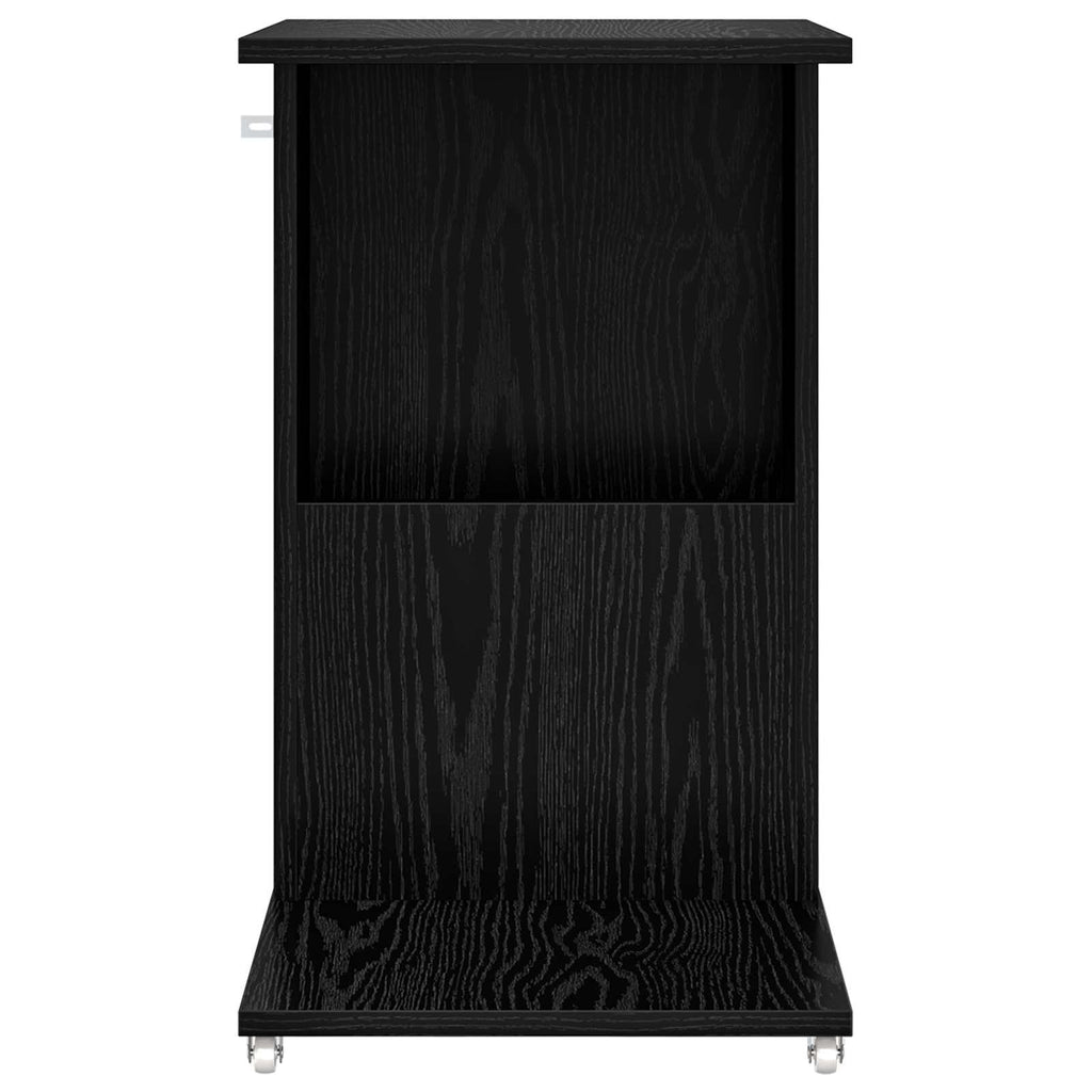 Beistelltisch Mit Rad Schwarz Eichen-Optik 40 x 35 x 60 cm