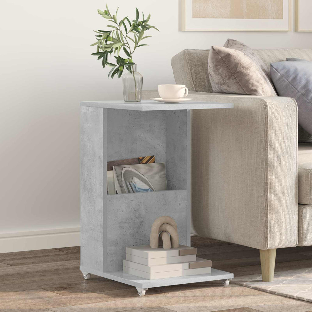 Beistelltisch Mit Rad Beton Grau 40 x 35 x 60 cm Holzwerkstoff