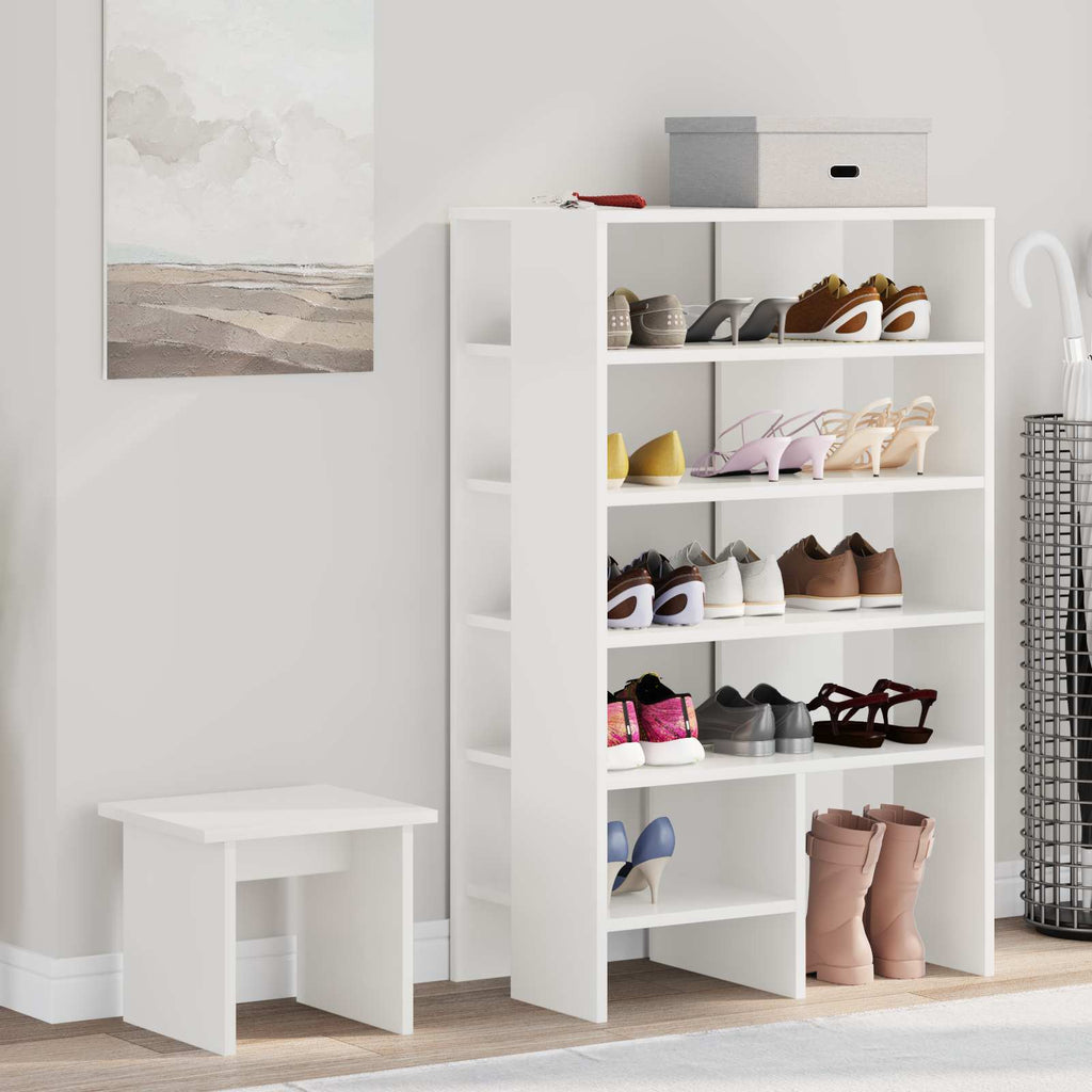 Schuhschrank mit Regal mit Speicher 2 pcs Weiß Holzwerkstoff