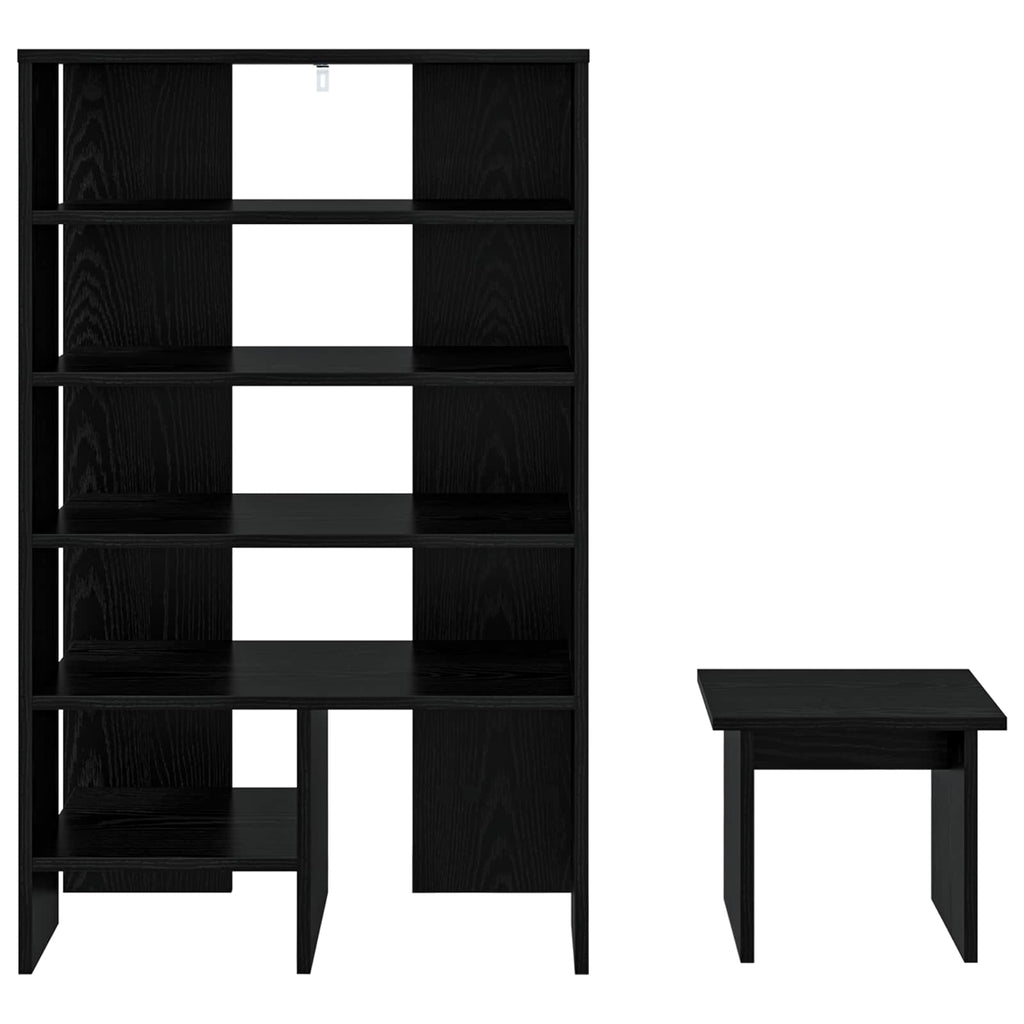 Schuhschrank mit Regal 2 pcs Schwarz Eichen-Optik Holzwerkstoff