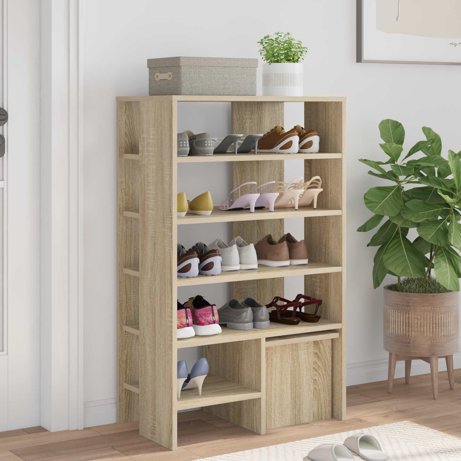 Schuhschrank mit Regal 2 pcs Sonoma-Eiche Holzwerkstoff