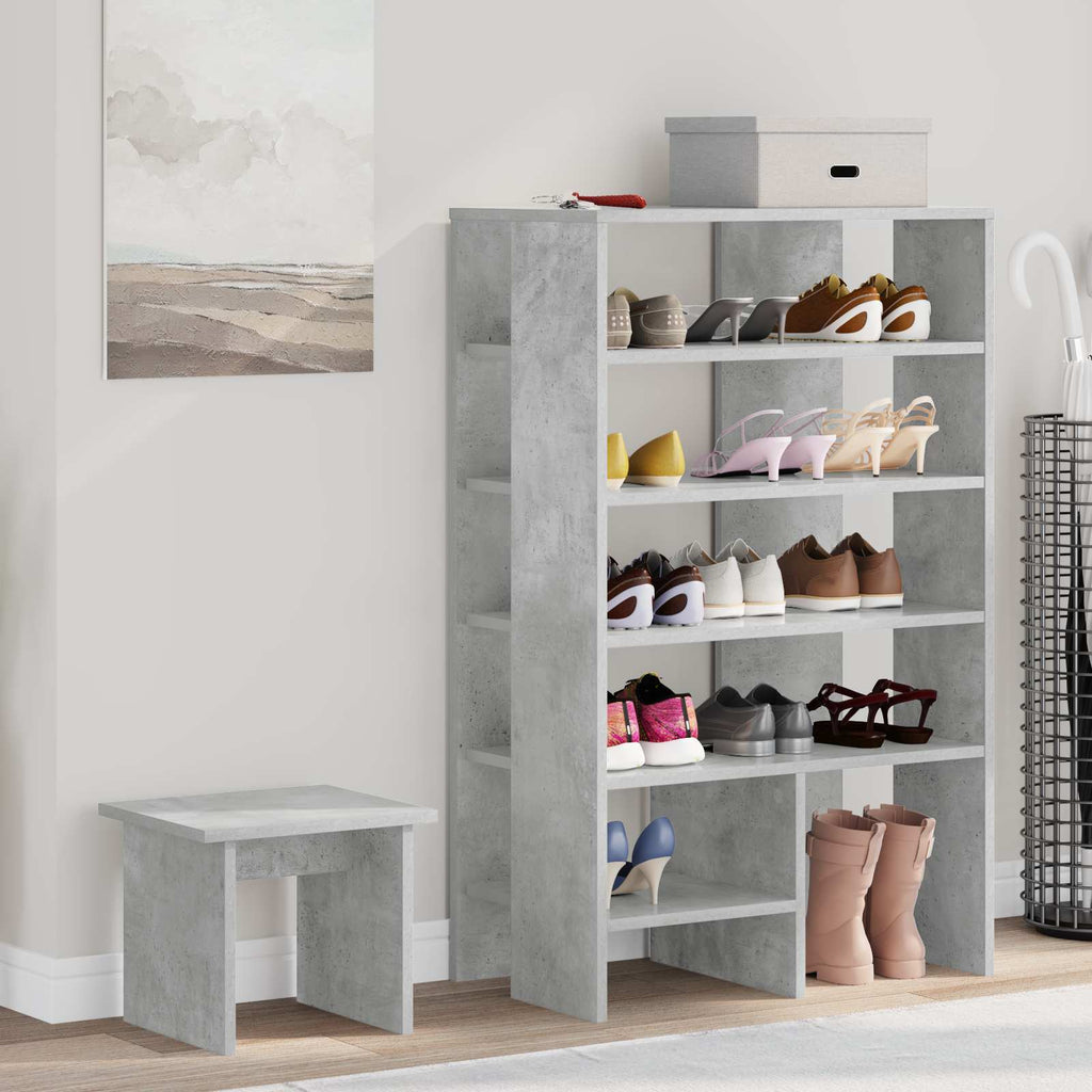 Schuhschrank mit Regal 2 pcs Beton Grau Holzwerkstoff