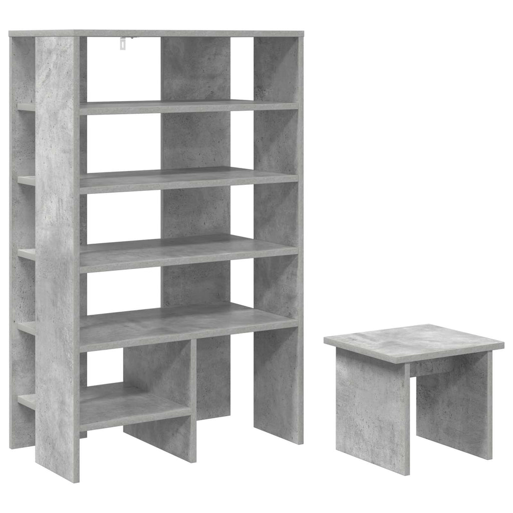 Schuhschrank mit Regal 2 pcs Beton Grau Holzwerkstoff