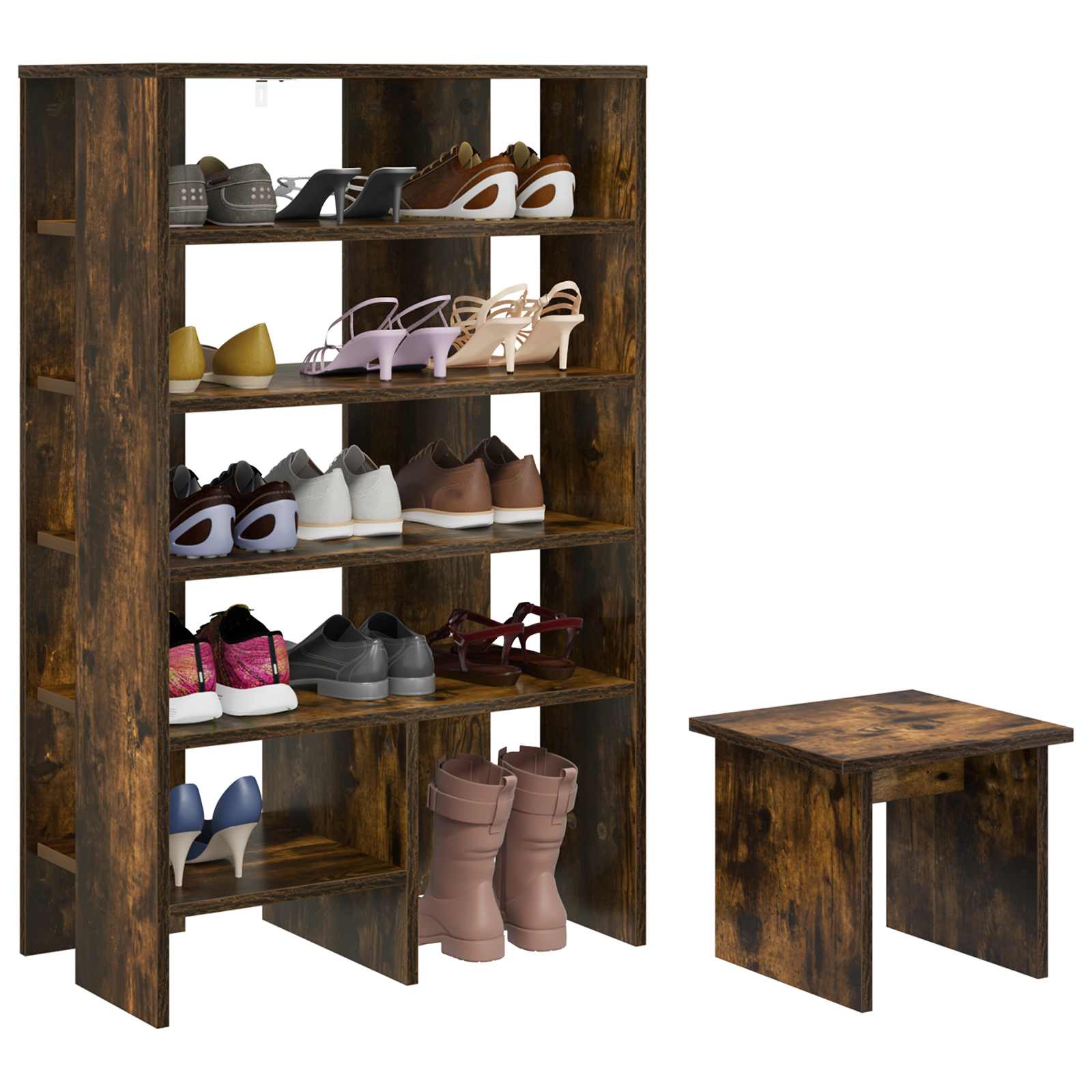 Schuhschrank mit Regal 2 pcs Geräucherte Eiche Holzwerkstoff