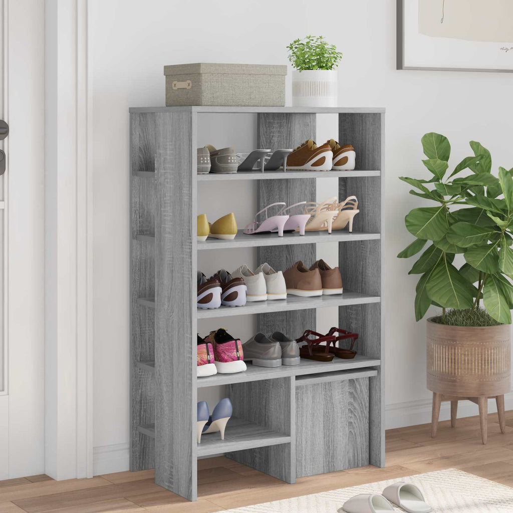 Schuhschrank mit Regal 2 pcs Graues Sonoma Holzwerkstoff