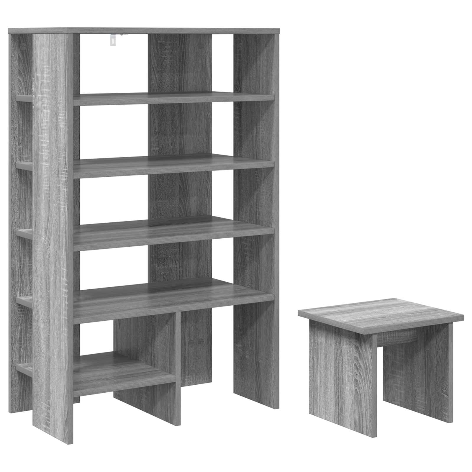 Schuhschrank mit Regal 2 pcs Graues Sonoma Holzwerkstoff