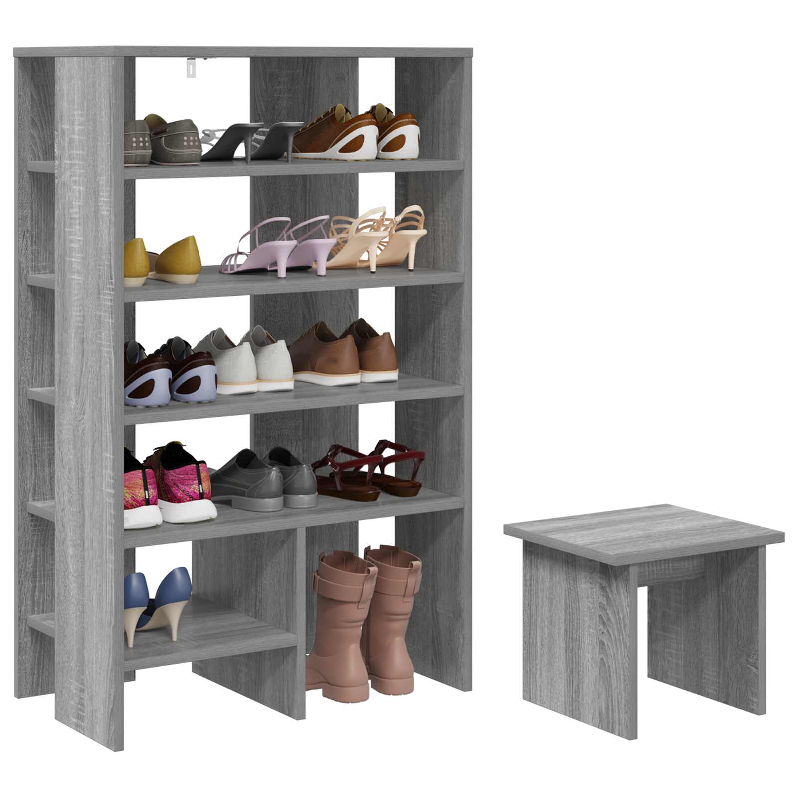 Schuhschrank mit Regal 2 pcs Graues Sonoma Holzwerkstoff