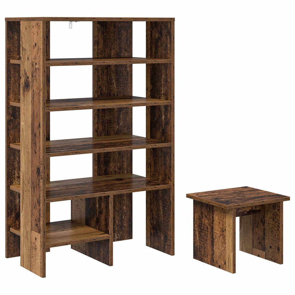 Schuhschrank mit Regal mit Speicher 2 pcs Altholz Holzwerkstoff