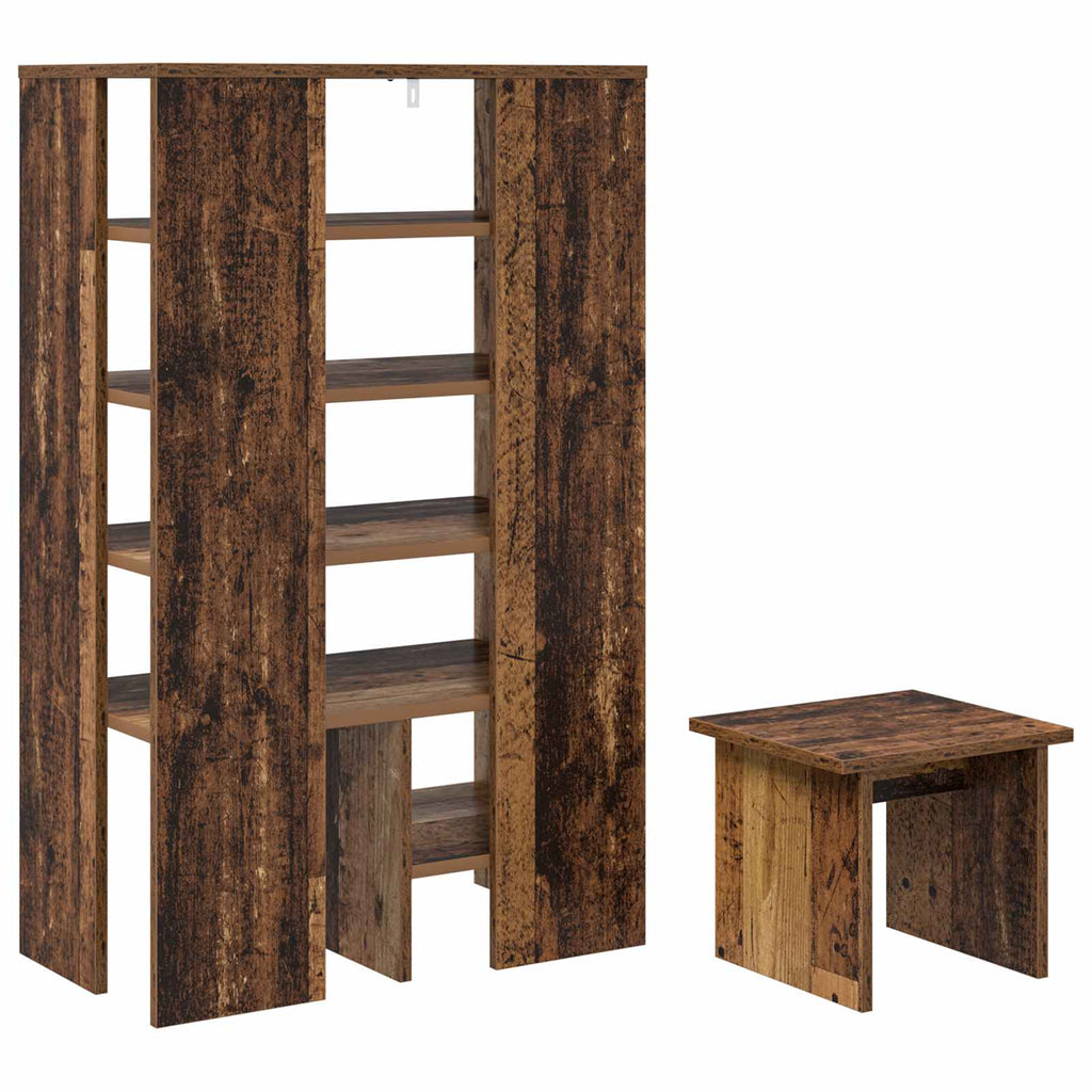 Schuhschrank mit Regal mit Speicher 2 pcs Altholz Holzwerkstoff