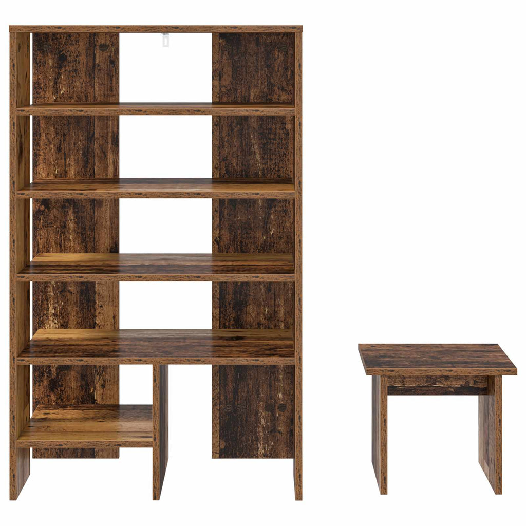 Schuhschrank mit Regal mit Speicher 2 pcs Altholz Holzwerkstoff