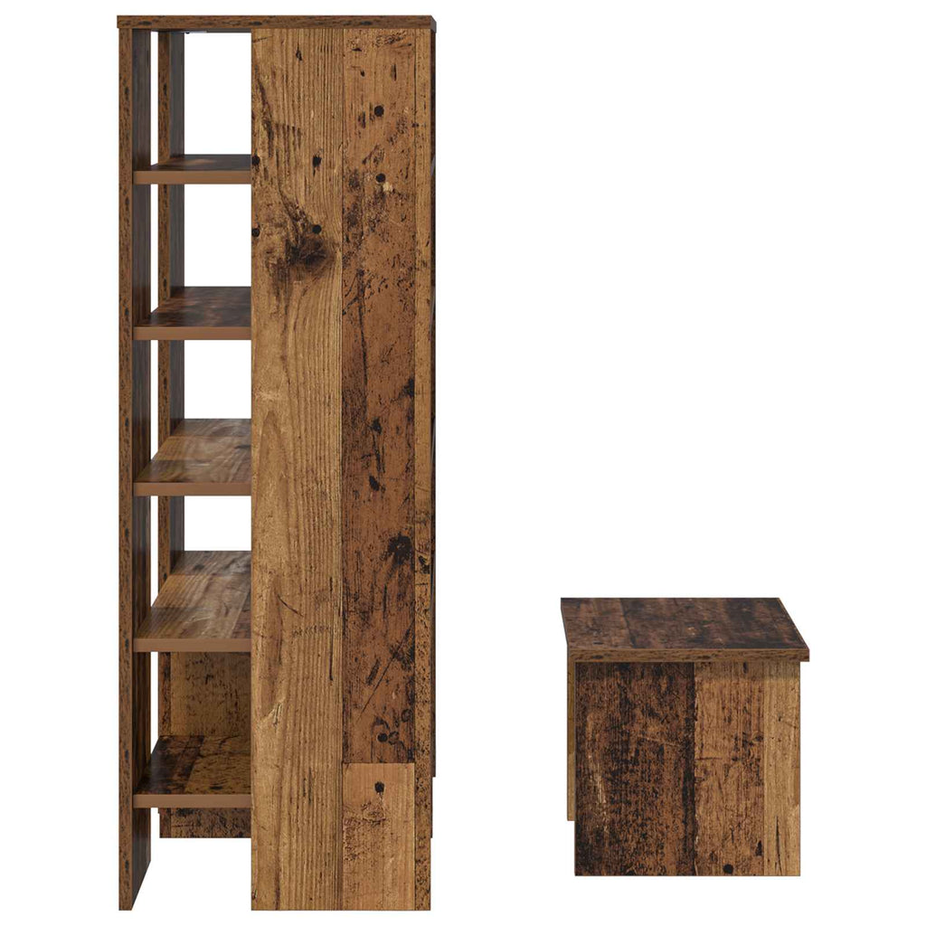 Schuhschrank mit Regal mit Speicher 2 pcs Altholz Holzwerkstoff