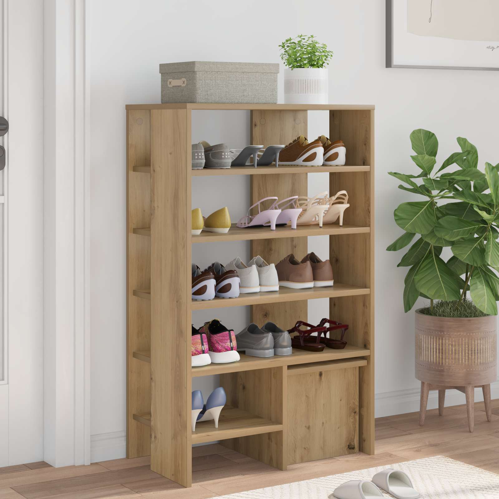 Schuhschrank mit Regal 2 pcs Artisan-Eiche Holzwerkstoff