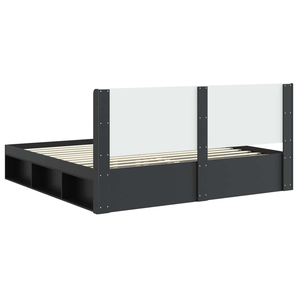 Bettgestell mit Stauraum und Kopfteil Schwarz 200 x 200 cm