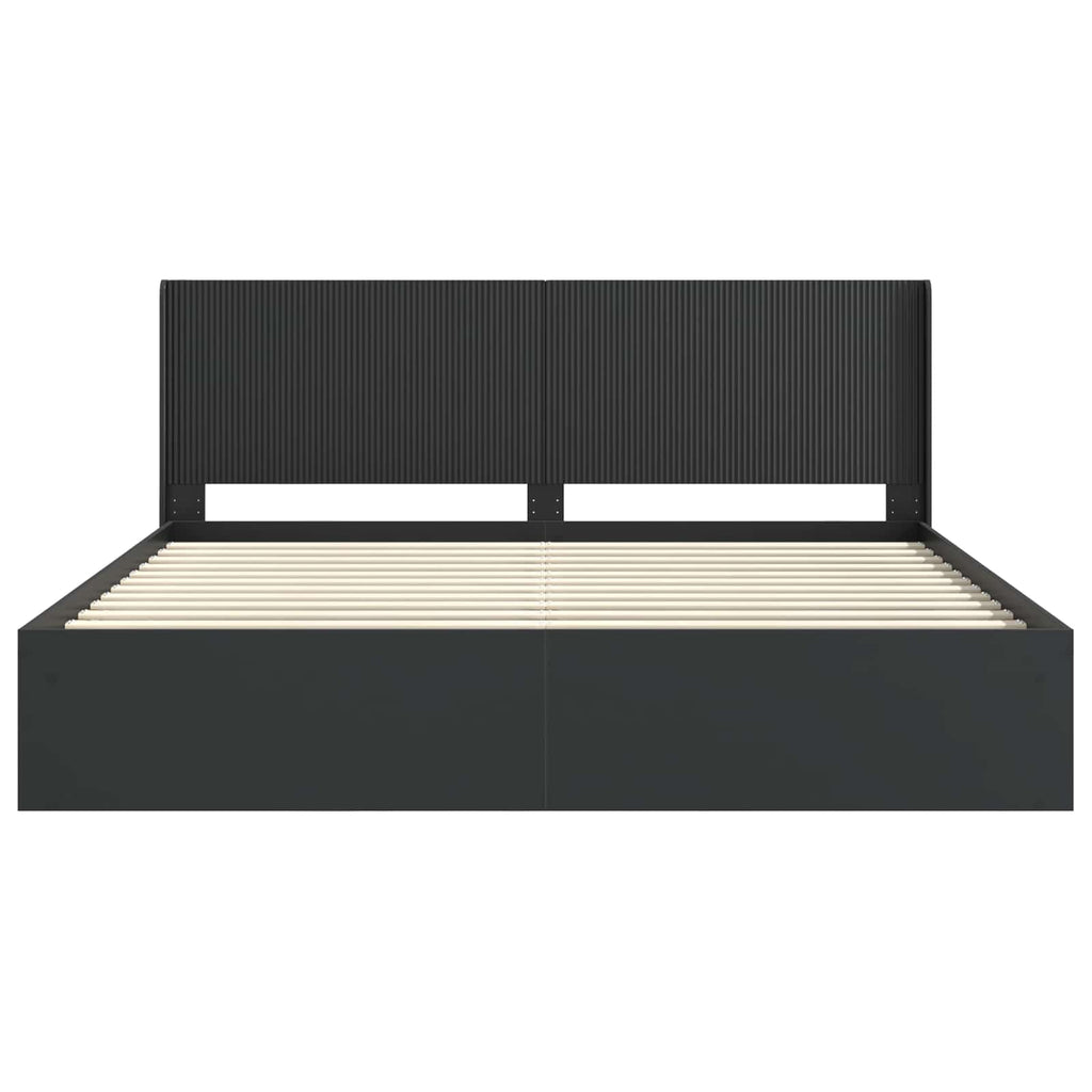 Bettgestell mit Stauraum und Kopfteil Schwarz 200 x 200 cm