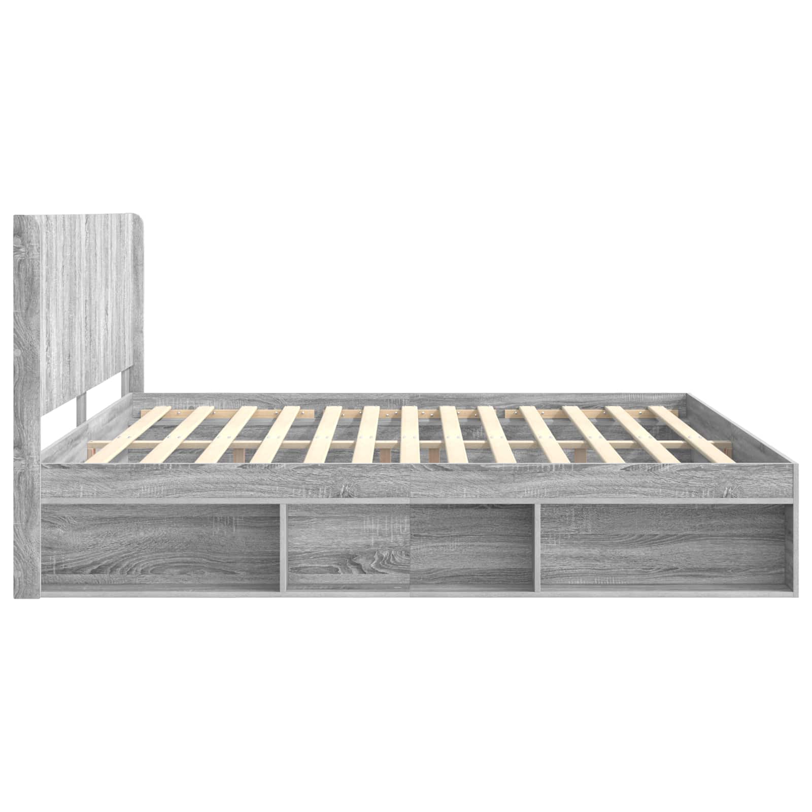 Bettgestell mit Stauraum und Kopfteil Grau Sonoma 200 x 200 cm