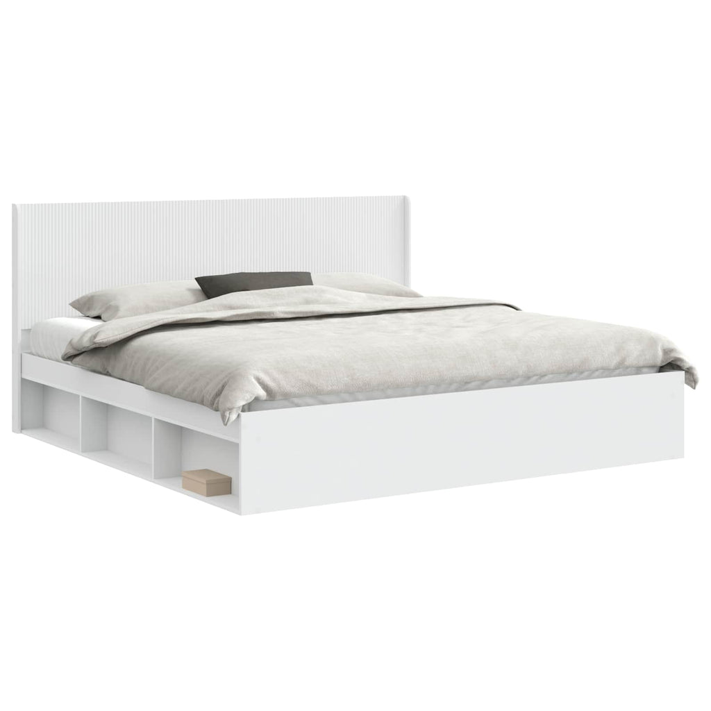 Bettgestell mit Stauraum und Kopfteil 3 pcs Holzwerkstoff