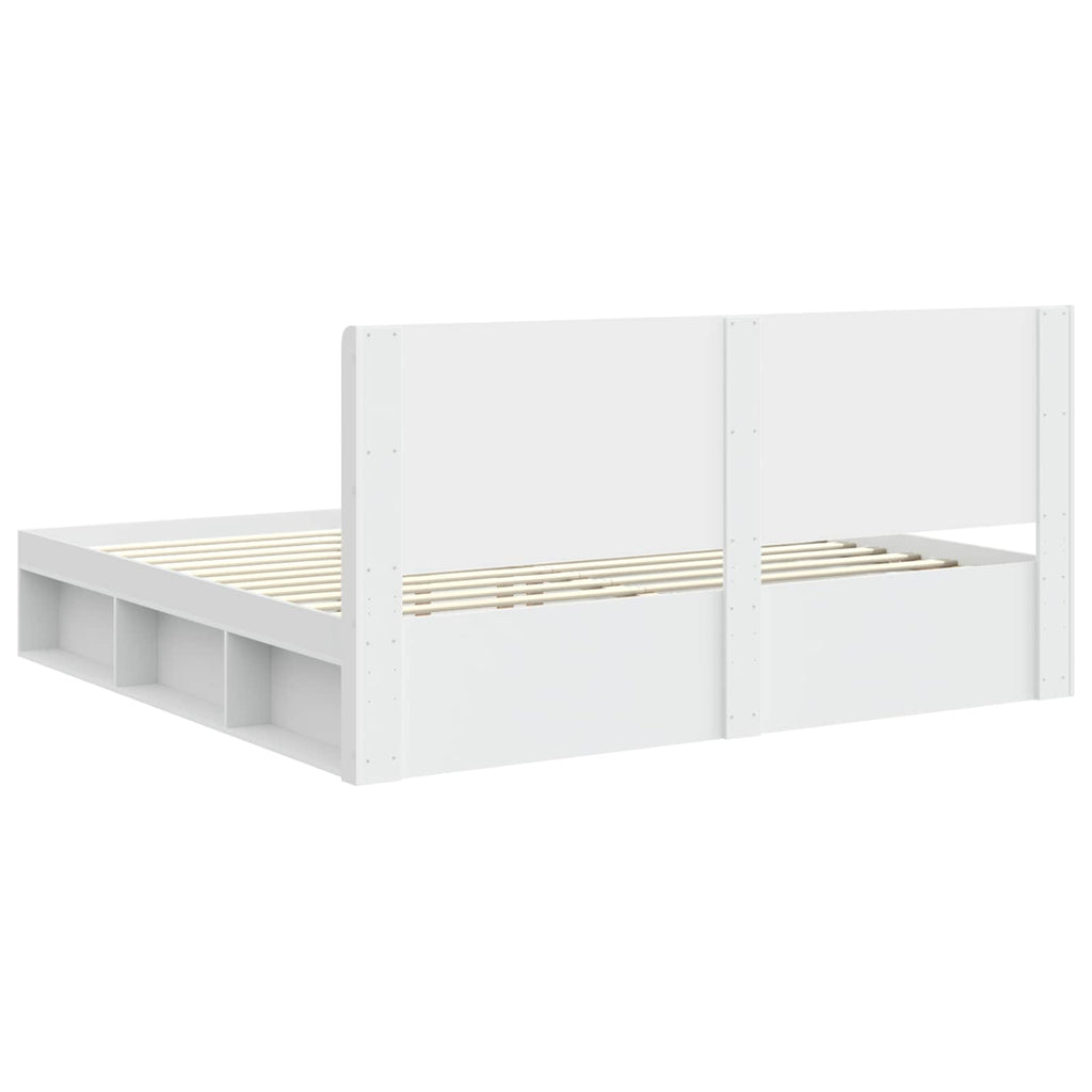 Bettgestell mit Stauraum und Kopfteil 3 pcs Holzwerkstoff