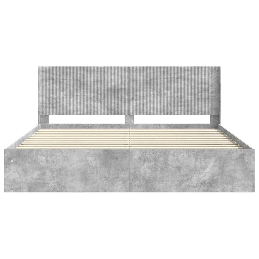 Bettgestell mit Stauraum und Kopfteil Betongrau 180 x 200 cm