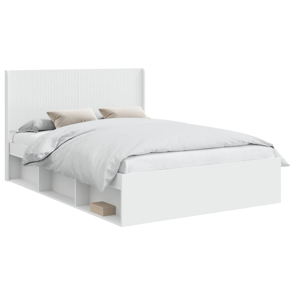 Bettgestell mit Stauraum und Kopfteil 3 pcs Holzwerkstoff