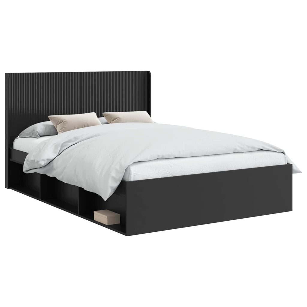 Bettgestell mit Stauraum und Kopfteil 3 pcs Holzwerkstoff