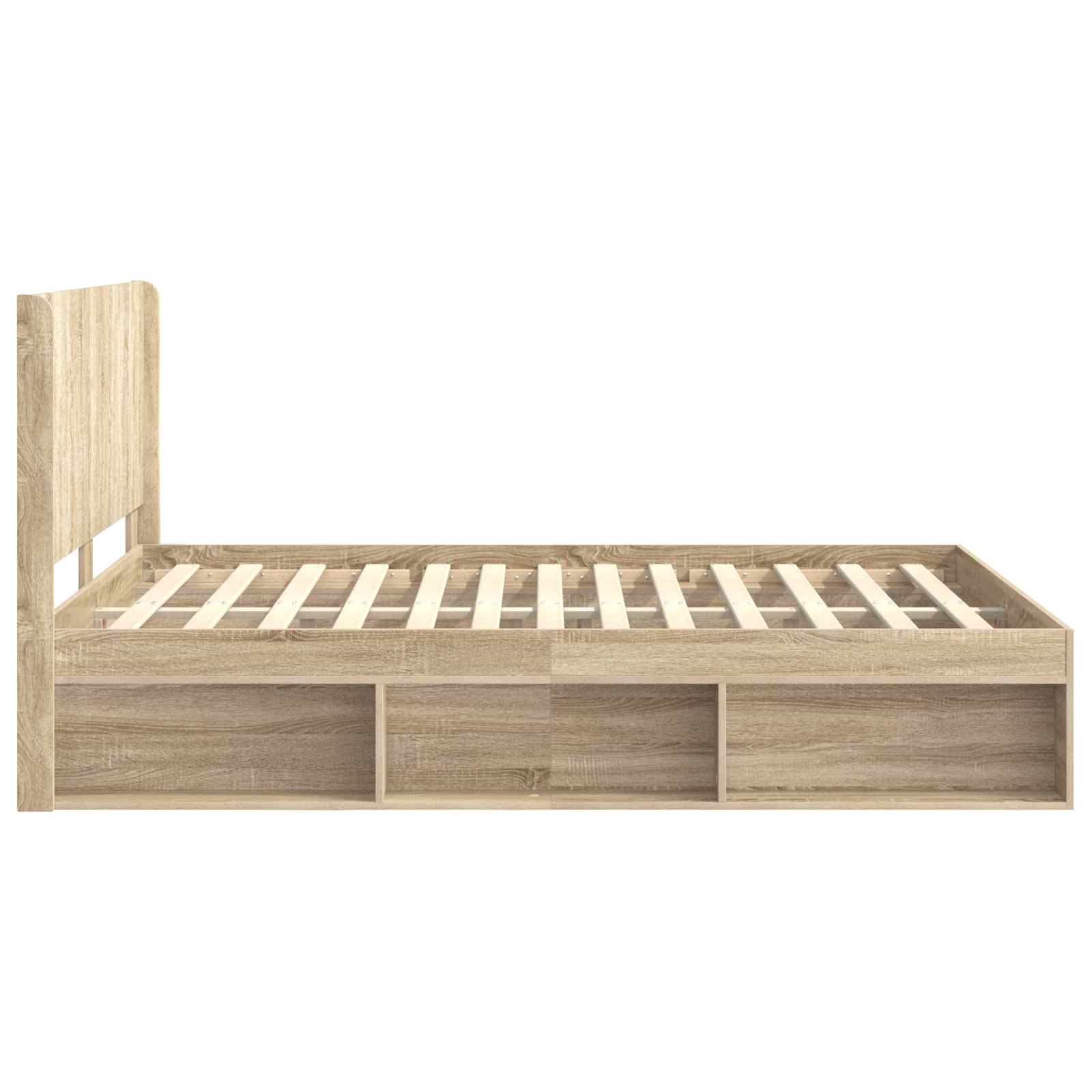 Bettgestell mit Stauraum und Kopfteil 3 pcs Holzwerkstoff