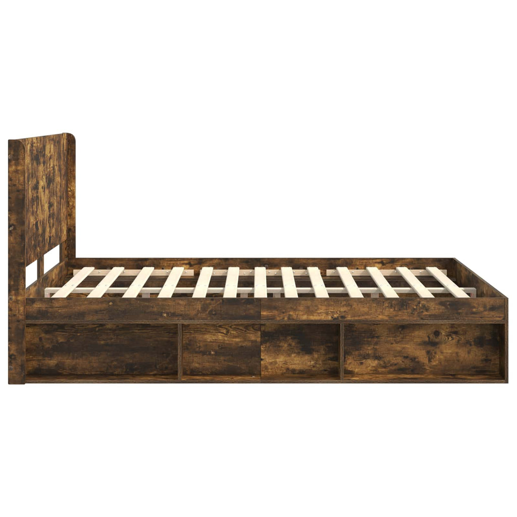 Bettgestell mit Stauraum und Kopfteil 3 pcs Holzwerkstoff