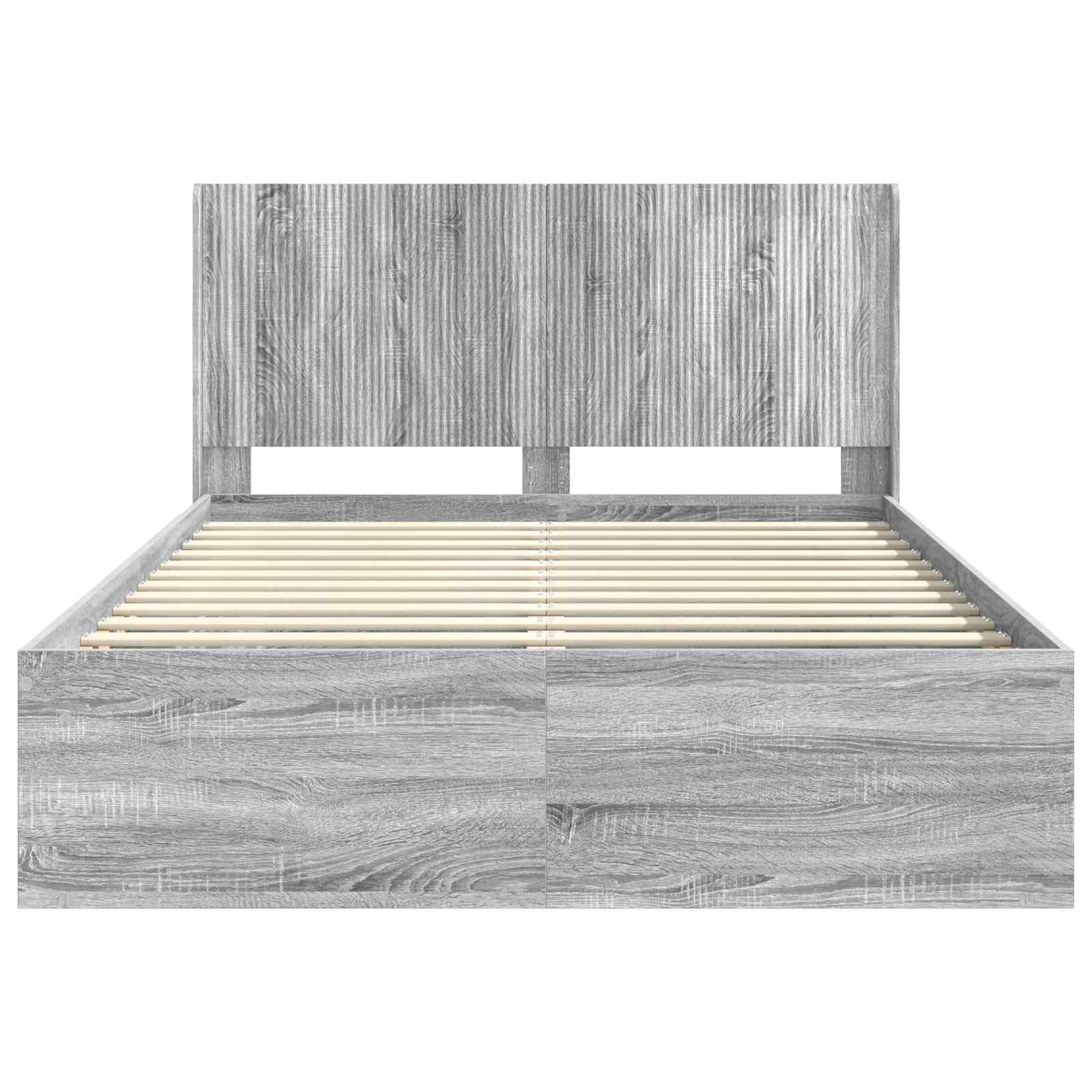 Bettgestell mit Stauraum und Kopfteil 3 pcs Holzwerkstoff