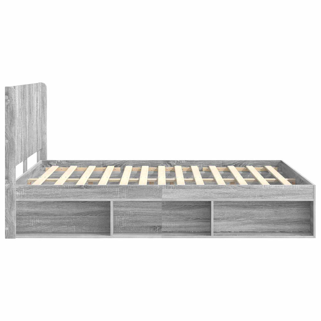 Bettgestell mit Stauraum und Kopfteil 3 pcs Holzwerkstoff