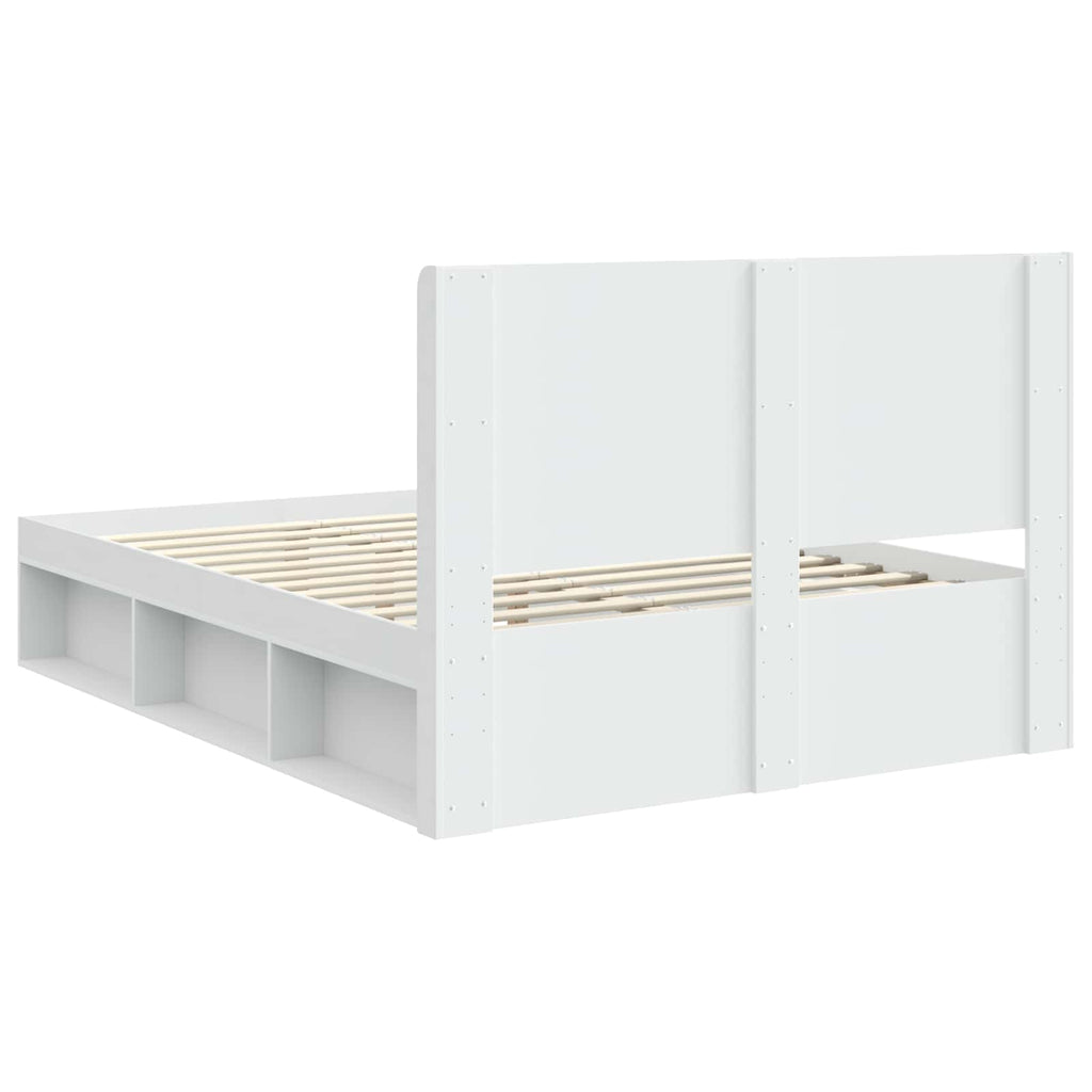 Bettgestell mit Stauraum und Kopfteil Weiß 150 x 200 cm