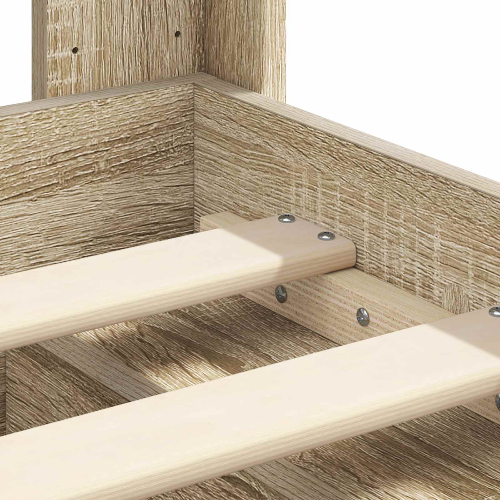 Bettgestell mit Stauraum und Kopfteil 3 pcs Holzwerkstoff