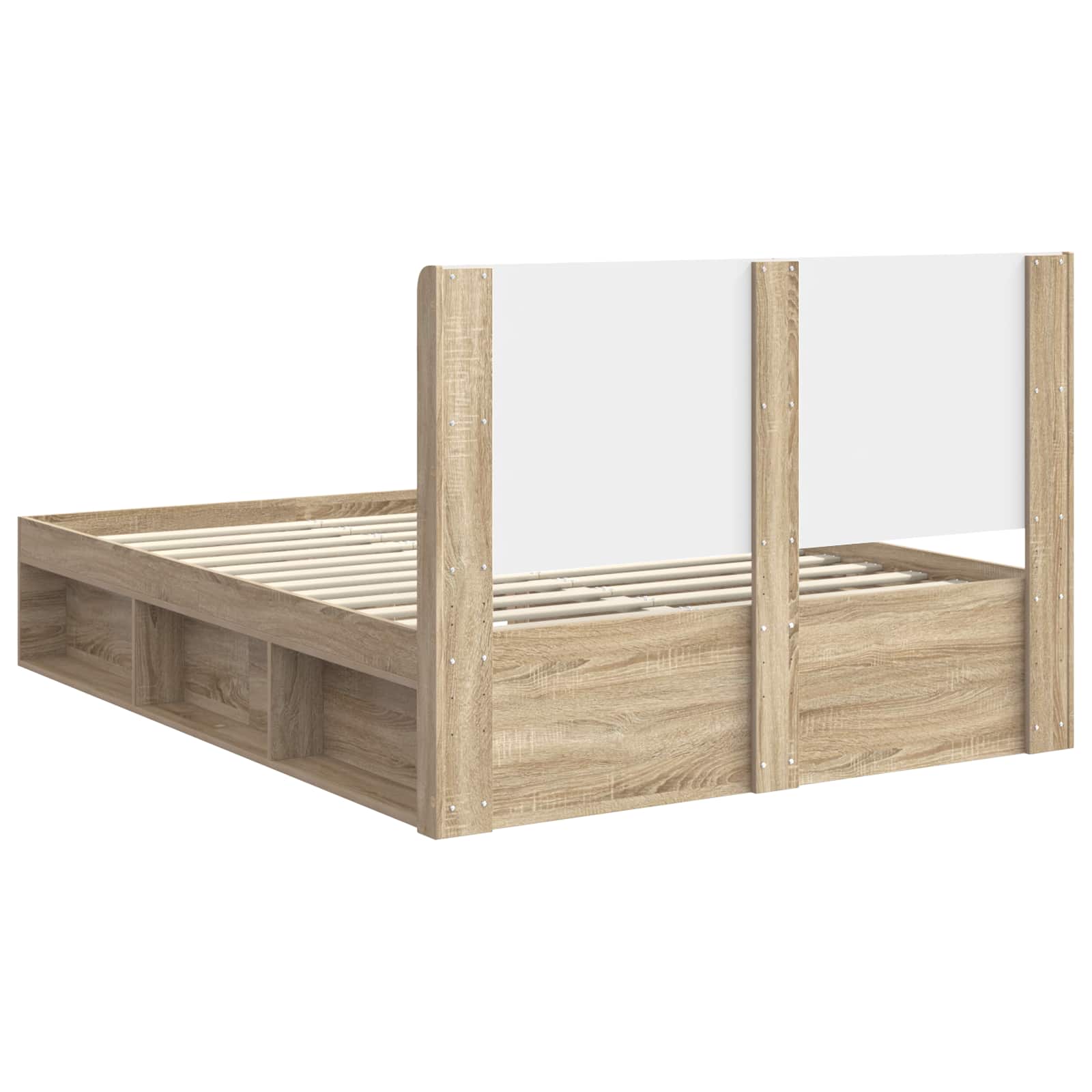 Bettgestell mit Stauraum und Kopfteil 3 pcs Holzwerkstoff