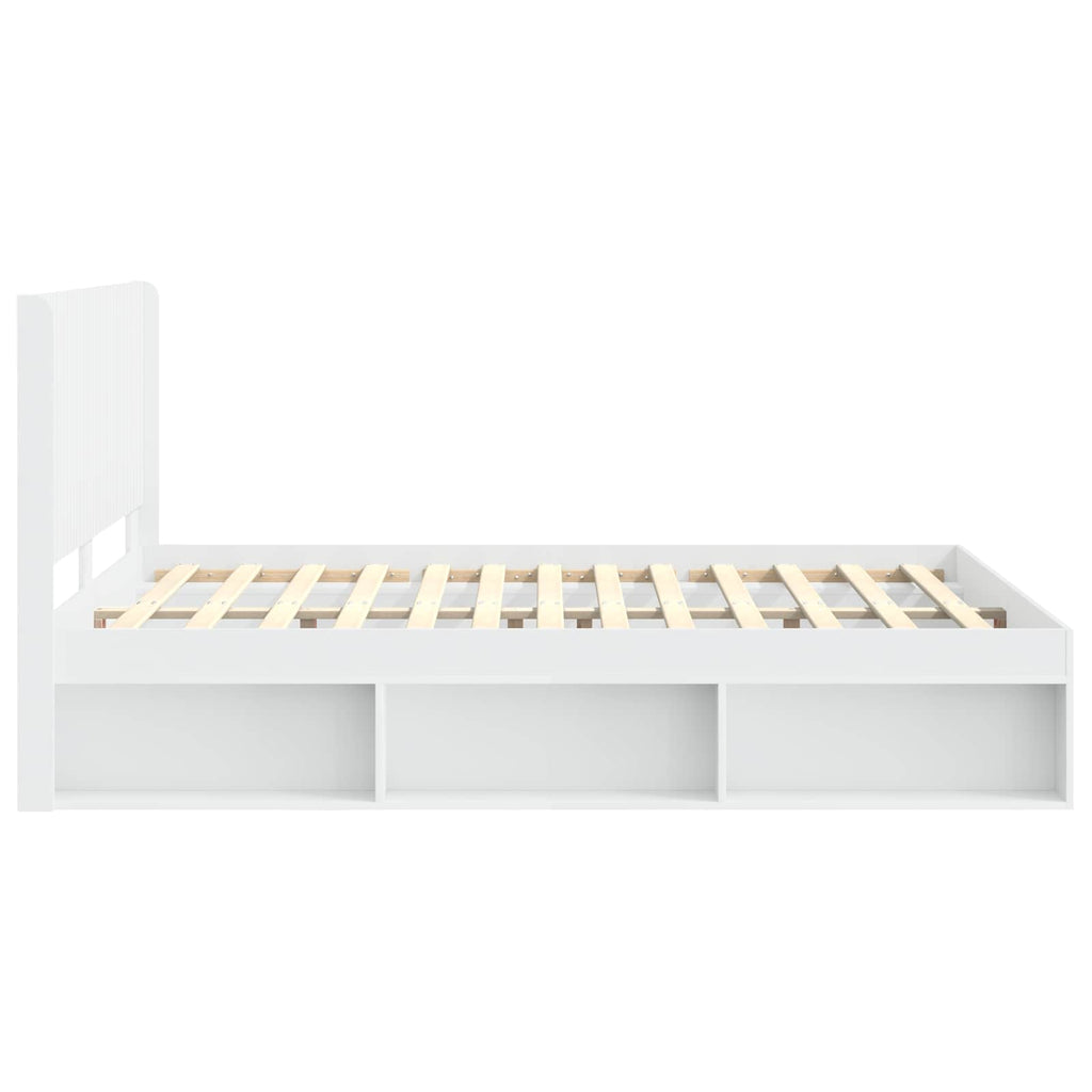 Bettgestell mit Stauraum und Kopfteil 3 pcs Holzwerkstoff