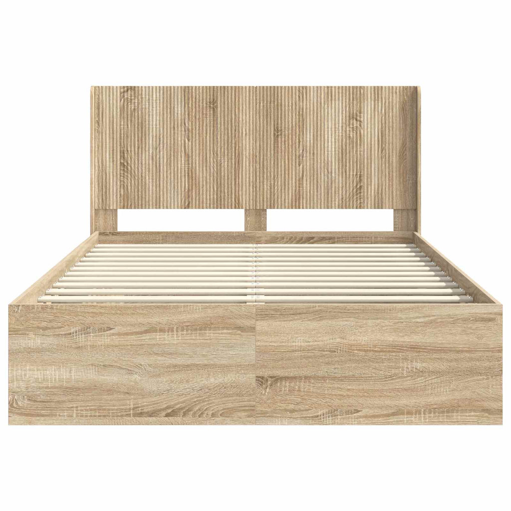 Bettgestell mit Stauraum und Kopfteil 3 pcs Holzwerkstoff