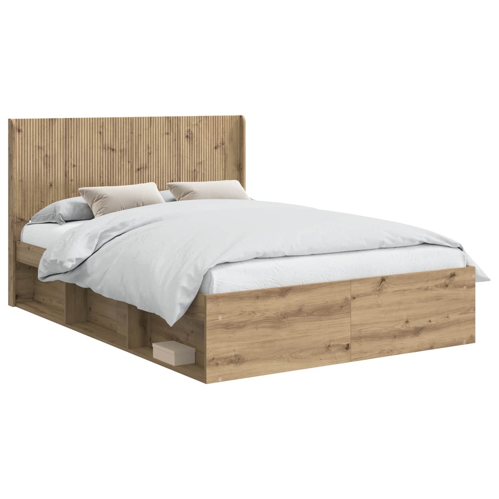 Bettgestell mit Stauraum und Kopfteil 3 pcs Holzwerkstoff