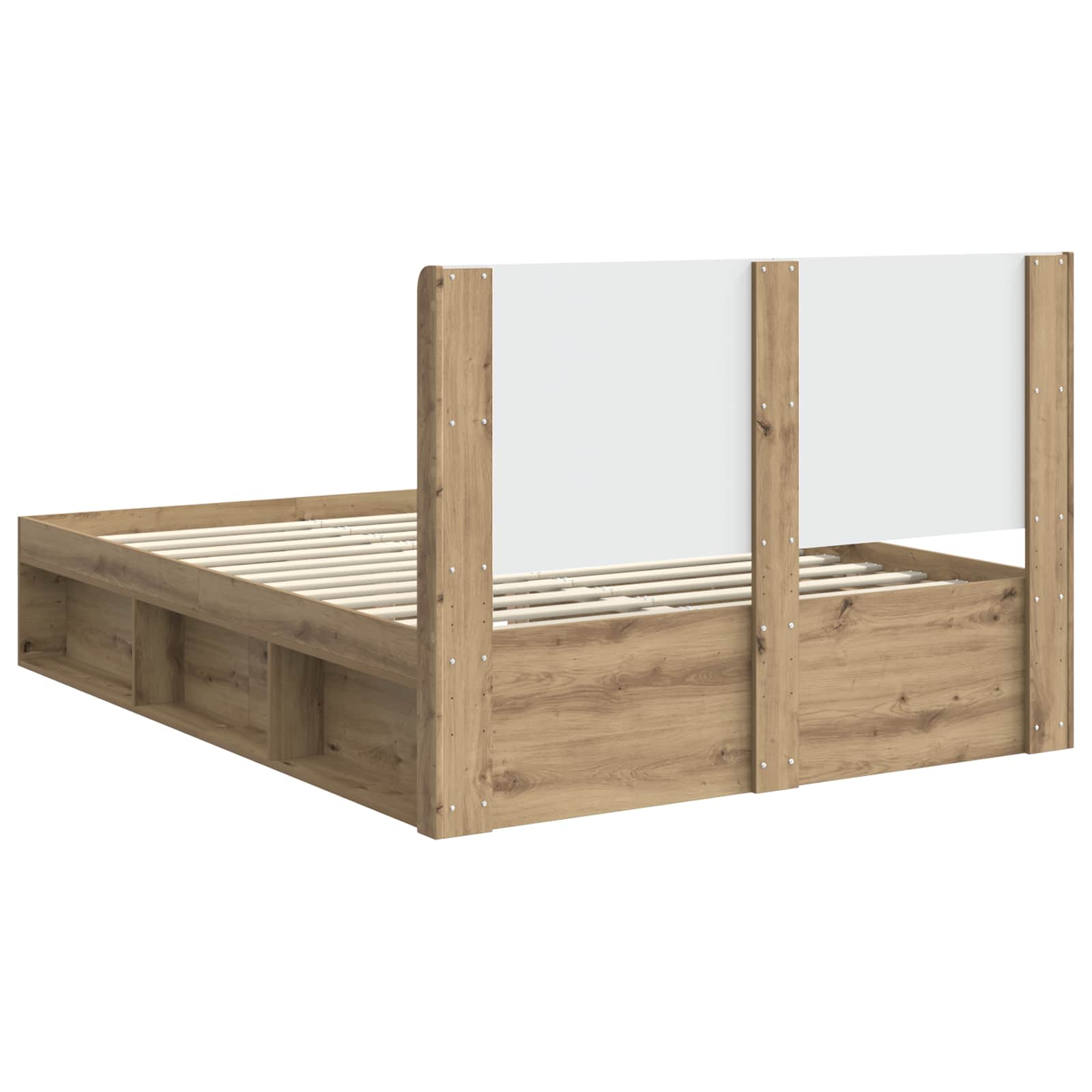 Bettgestell mit Stauraum und Kopfteil 3 pcs Holzwerkstoff