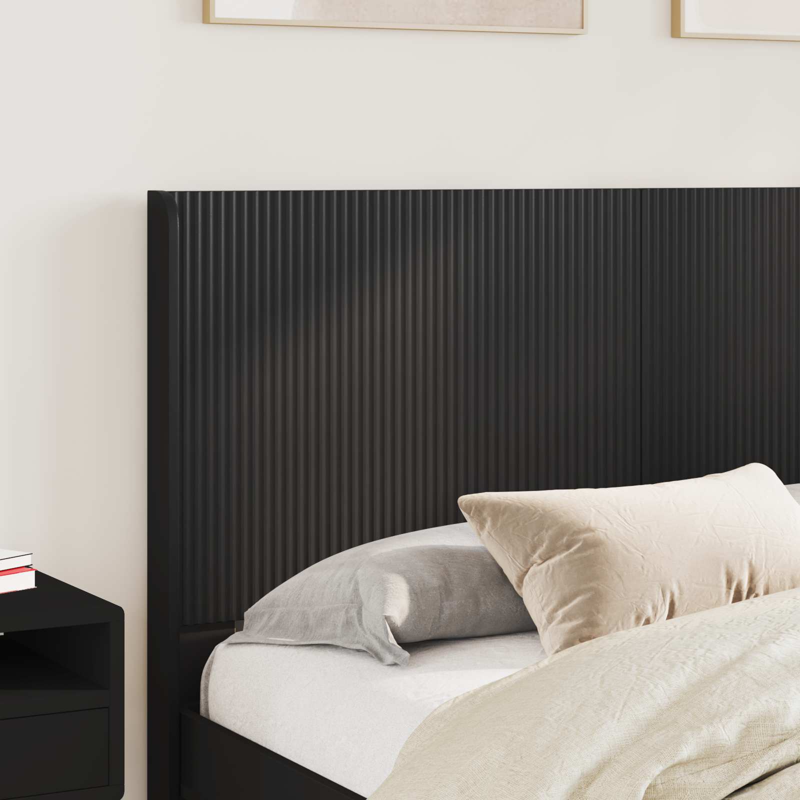 Bettgestell mit Stauraum und Kopfteil Schwarz 135 x 190 cm