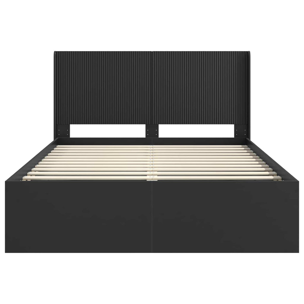 Bettgestell mit Stauraum und Kopfteil Schwarz 120 x 200 cm