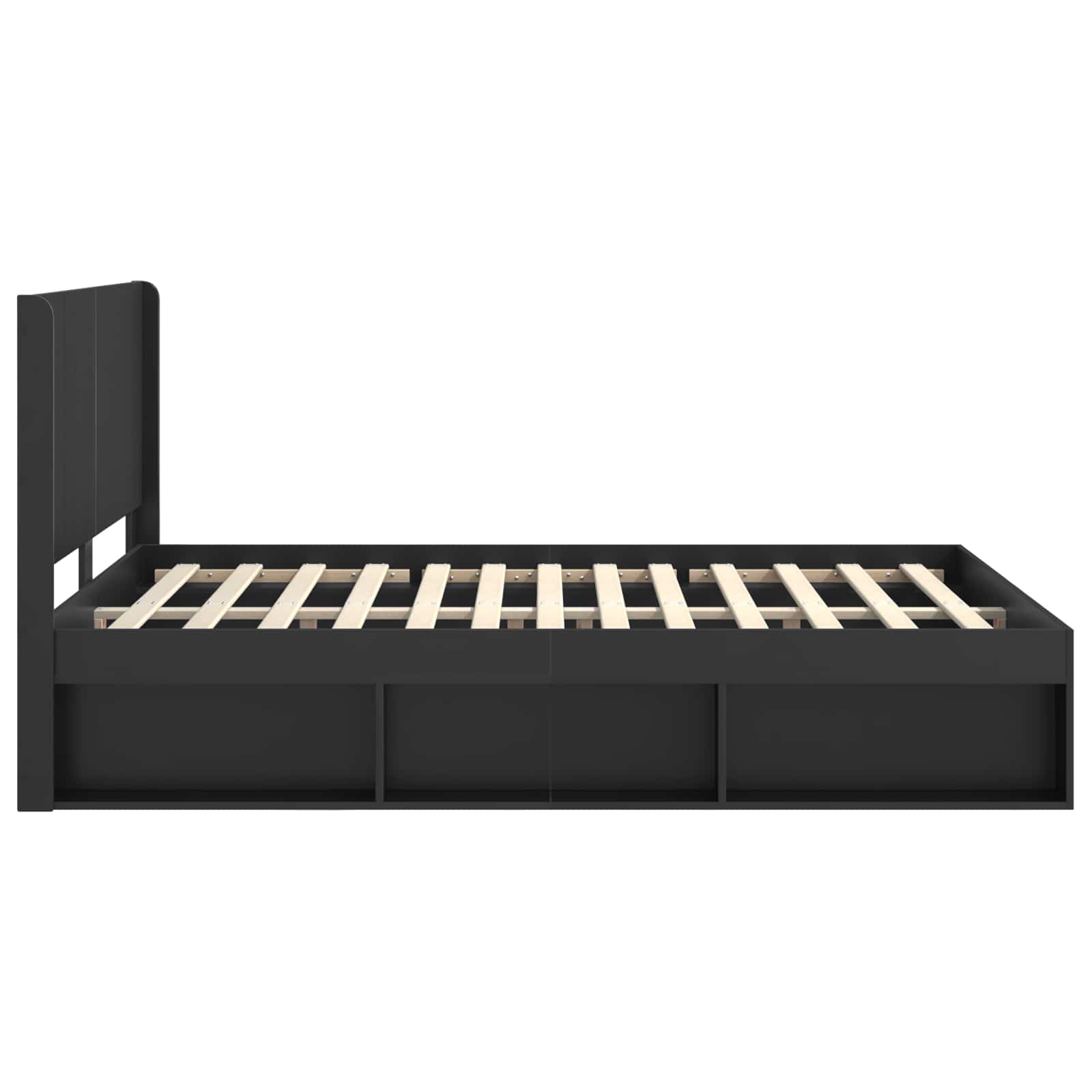 Bettgestell mit Stauraum und Kopfteil Schwarz 120 x 200 cm