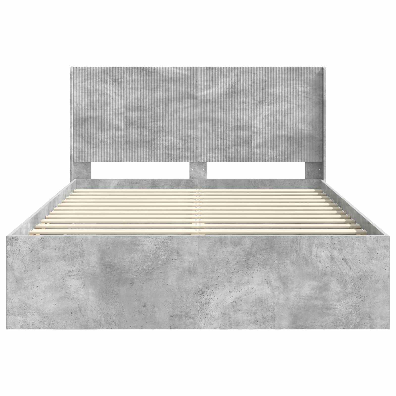 Bettgestell mit Stauraum und Kopfteil Betongrau 120 x 200 cm