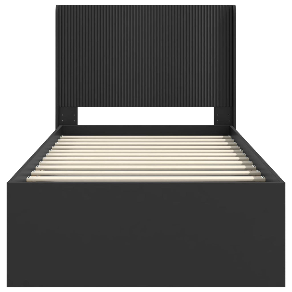 Bettgestell mit Stauraum und Kopfteil Schwarz 100 x 200 cm