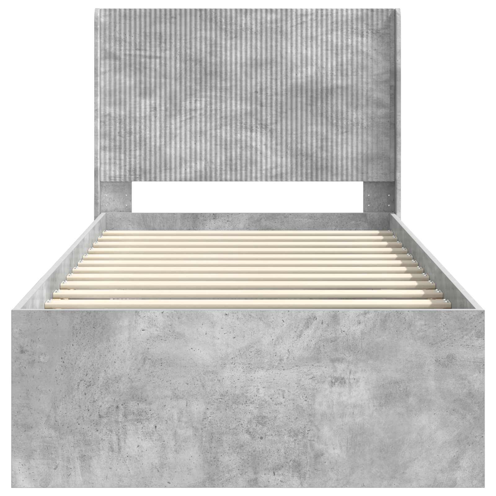 Bettgestell mit Stauraum und Kopfteil Betongrau 100 x 200 cm