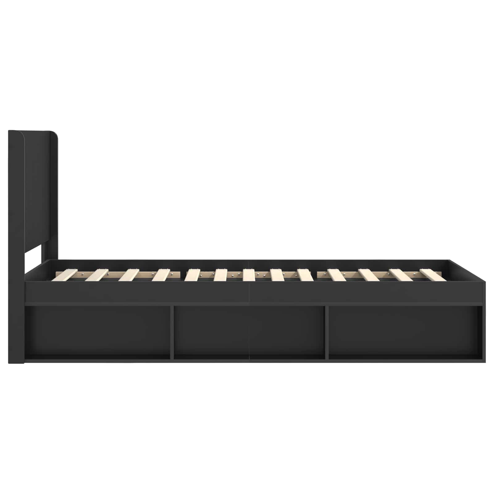Bettgestell mit Stauraum und Kopfteil Schwarz 90 x 200 cm