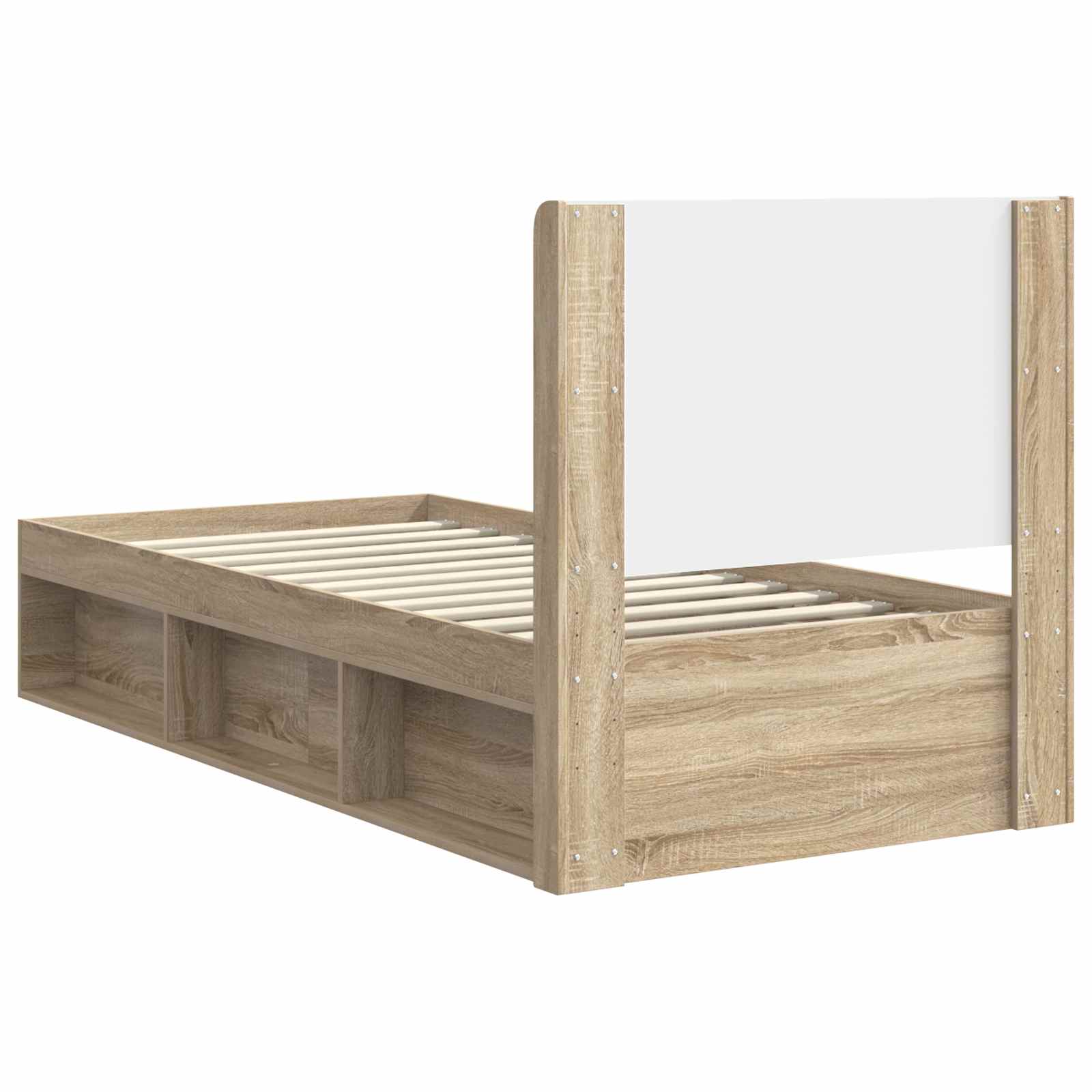 Bettgestell mit Stauraum und Kopfteil 3 pcs Holzwerkstoff