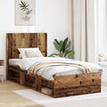 Bettgestell mit Stauraum und Kopfteil Altholz 90 x 190 cm